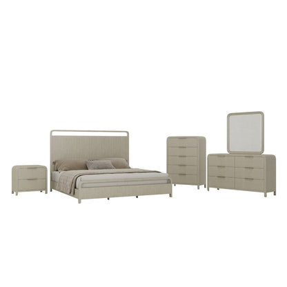 Tavari 5-PC King Bedroom Set, Dresser, Mirror, Nightstand, Chest, Light Gray