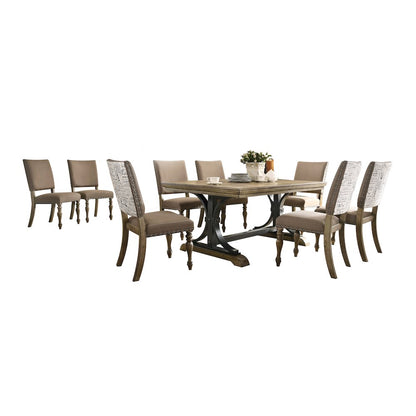 Birmingham 9-Piece Extendable Table with Nailhead Chairs Dining Set, Driftwood