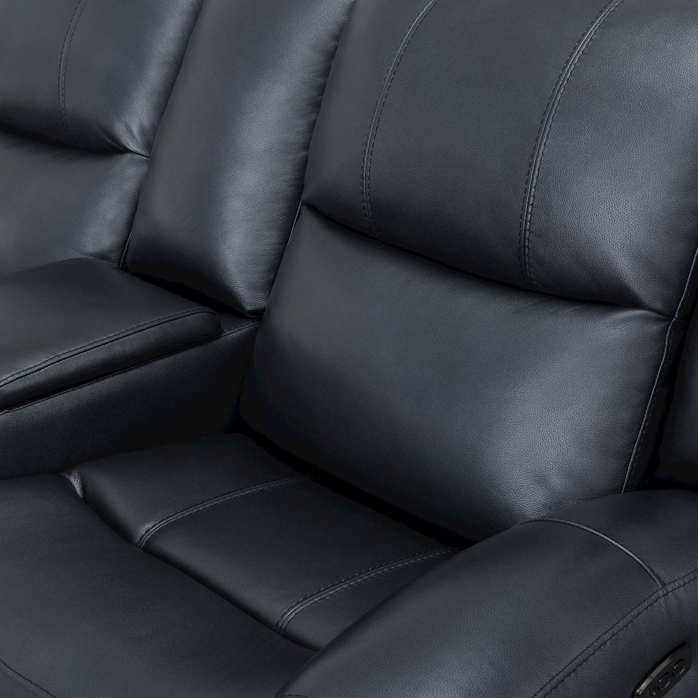 Cozura Leather Power Dual Reclining Sofa, Chesapeake Blue