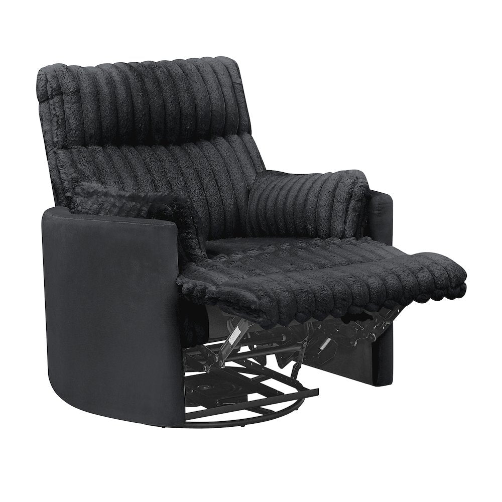 Bocaton Wide Wale Corduroy Upholstery Manual Recliner, Black