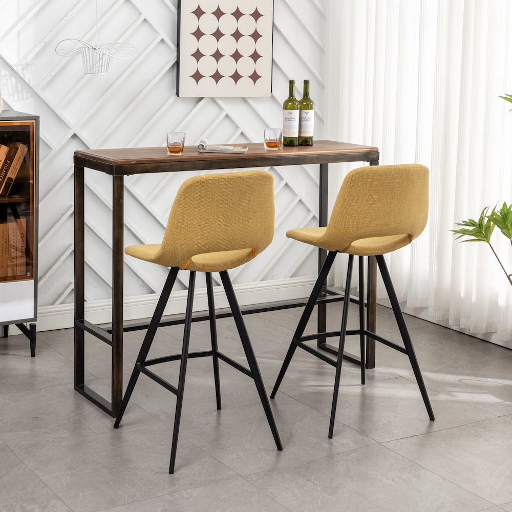Porth Fabric Kitchen 28.25" Barstools, Set of 2, Yellow