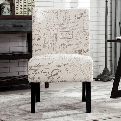 Capa English Letter Print Fabric Armless Contemporary Accent Chair