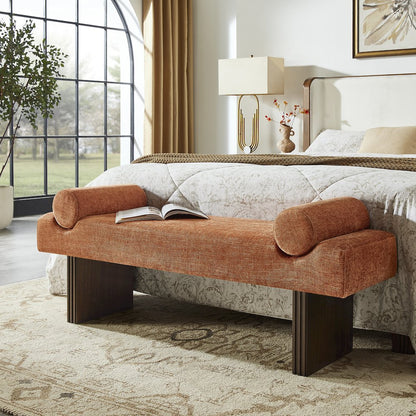 Brooke Contemporary Upholstered Bench, Orange