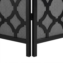 Black 4-Panel Wood Folding Room Divider, Fabric, Transitional, 70 Inch