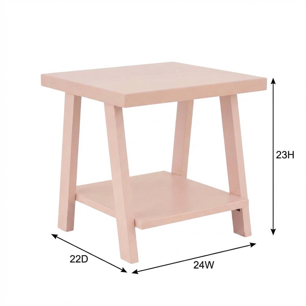 Pink wood end table with stylish design and versatile use