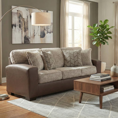 Marvella 2-Piece Living Room Sofa and Loveseat Set, Chocolate Faux Leather