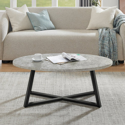 Modern Harmony Wood Oval Coffee Table, Gray
