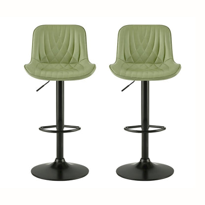 Kovyn Contemporary Adjustable Barstool with Faux Leather Swivel Seats, Set of 2
