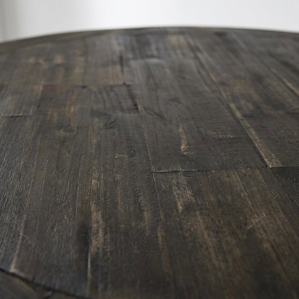 Blue Brown Round Dining Table, Farmhouse Style, Seats 4