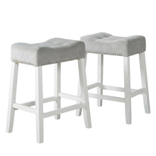 Velvet Counter Height Stools with Saddle Seats, Gray, Set of 2