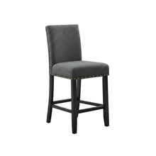Gray fabric counter height stools with nailhead trim, set of 2