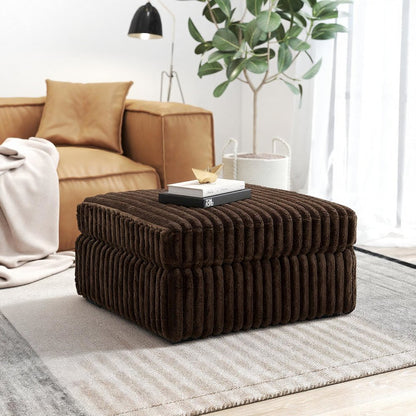 Solenne Oversized Ottoman with Jumbo Corduroy Upholstery, Chocolate
