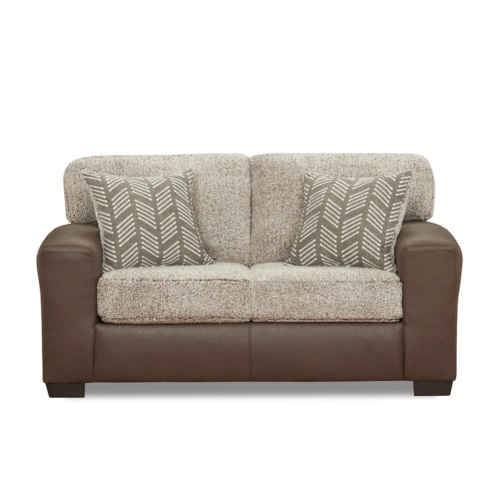Marvella 2-Piece Living Room Sofa and Loveseat Set, Chocolate Faux Leather