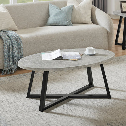 Modern Harmony Wood Oval Coffee Table, Gray