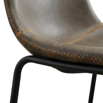 Antique Brown PU Leather Counter Height Stools Set of 2 with Stylish Design