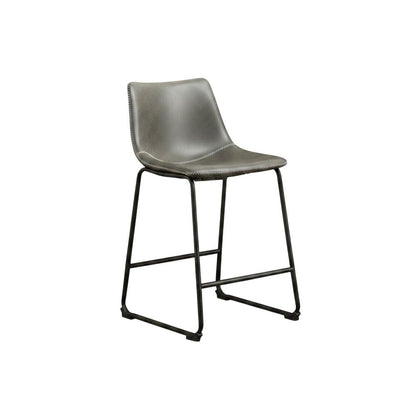 Antique Gray Vintage PU Leather Counter Height Stools, Set of 2