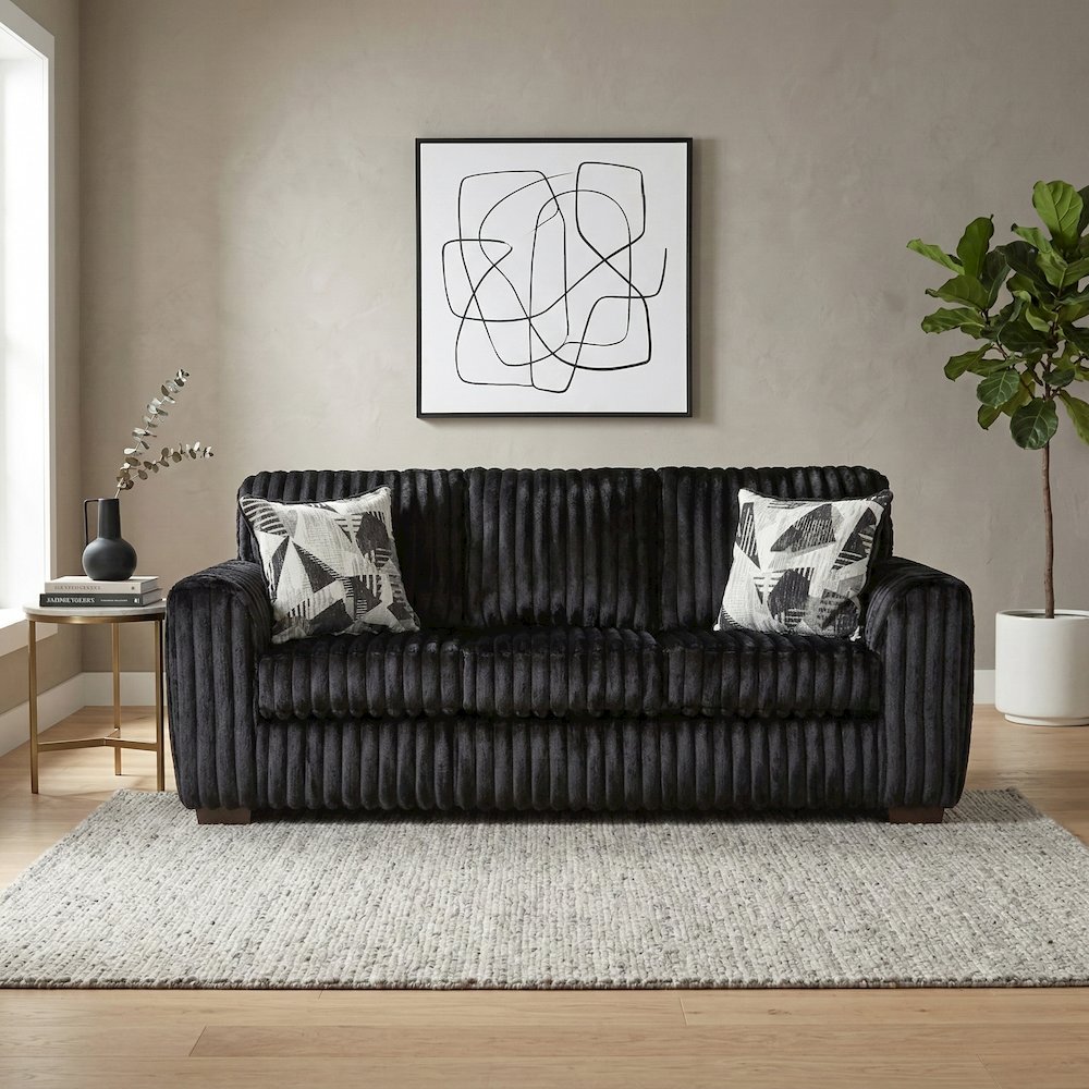 Nolan 2-Piece Living Room Set, Chair and Ottoman, Lush Black