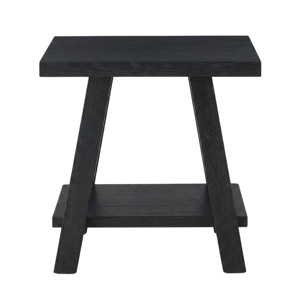 Black, End Side Table, Open Shelf, Quality Build, Durable Wood Frame