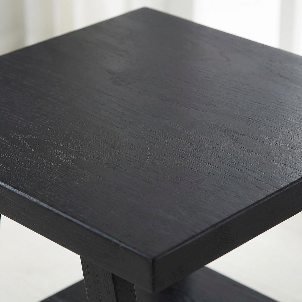 Black, End Side Table, Open Shelf, Quality Build, Durable Wood Frame