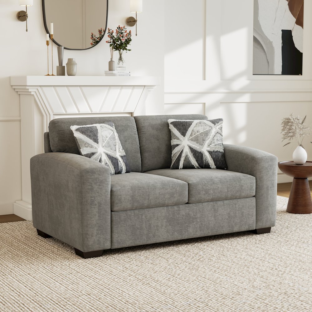 Arden Living Room Chenille Upholstered Loveseat, Posh Gray