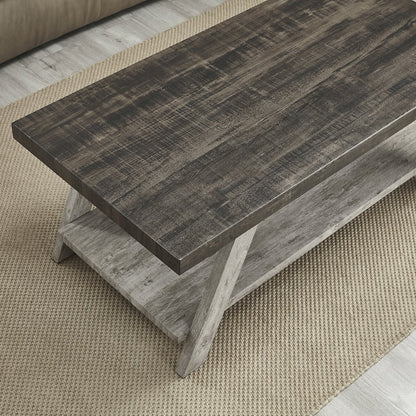 Athens Contemporary Two-Tone Wood Shelf Coffee Table in Weathered Walnut/Gray