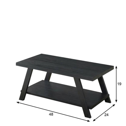 Black Contemporary Wood Replica Shelf Coffee Table with Sturdy Design