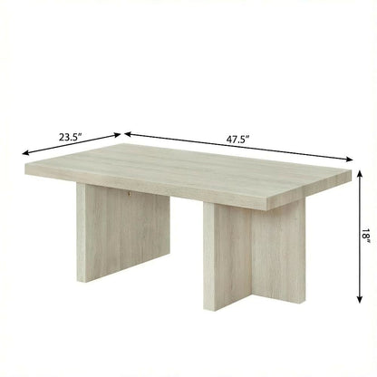 White Coffee Table with Sleek Surface and Sturdy Construction 1-Piece