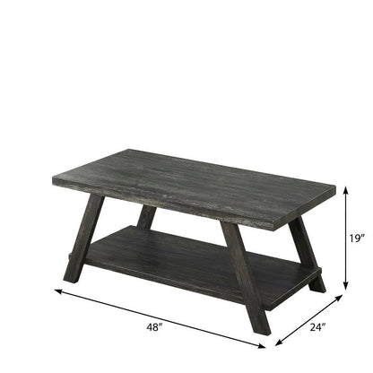 Charcoal Replicated Wood Coffee Table with Shelving and Modern Design