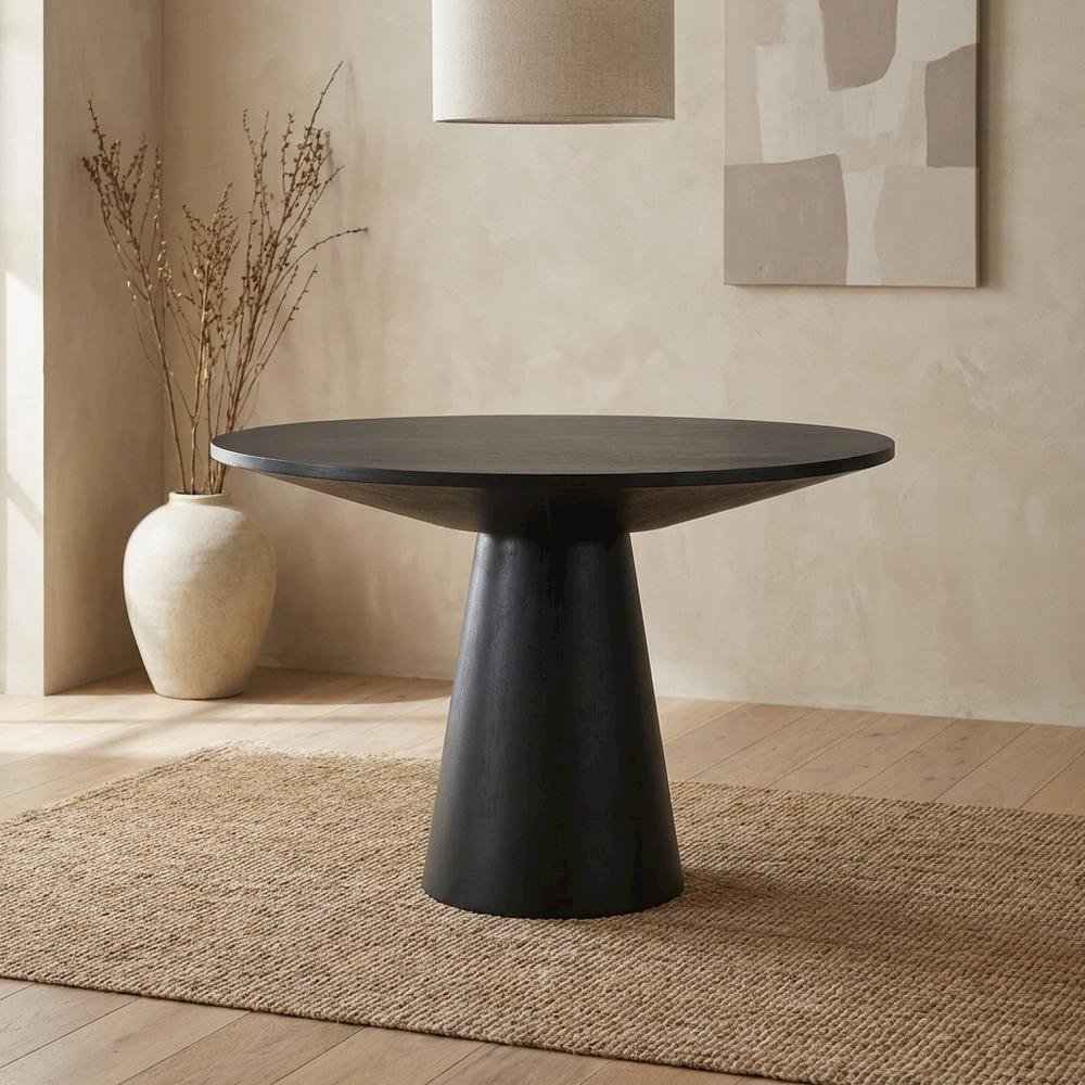 Round Pedestal Dining Table, Contemporary Wood Style, Seats 4