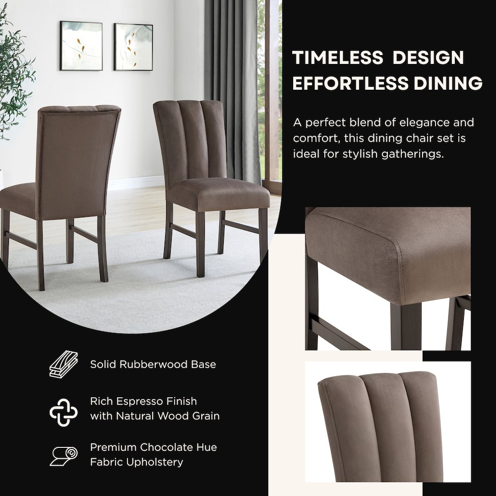 Strata Velvet Upholstered Dining Chairs, Set of 2, Chocolate