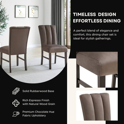 Strata Velvet Upholstered Dining Chairs, Set of 2, Chocolate
