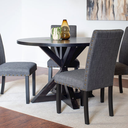 Mytzi 5-Pc Dining Set, Cross-Buck Dining Table with 4 Stylish Chairs, Gray