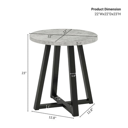 Modern Harmony Wood Round End Table, Gray