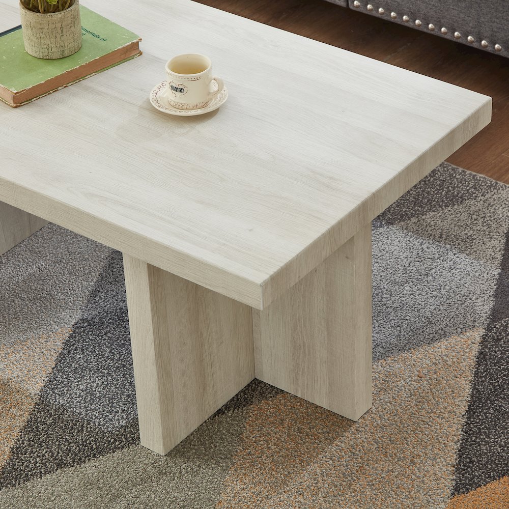 Mchome 3-Piece Coffee Table Set, Coffee Table and Two End Tables, White Finish