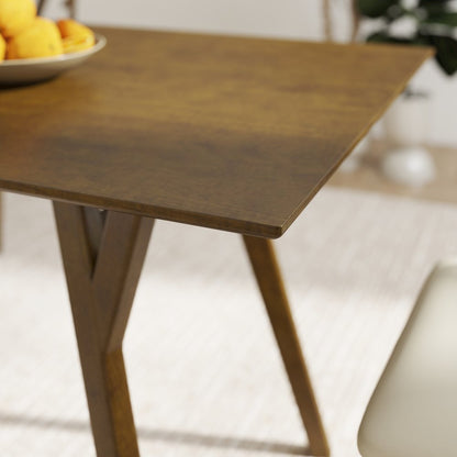 5-Piece Dining Set, Walnut Finished Dining Table with 4 Black Wishbone Chairs
