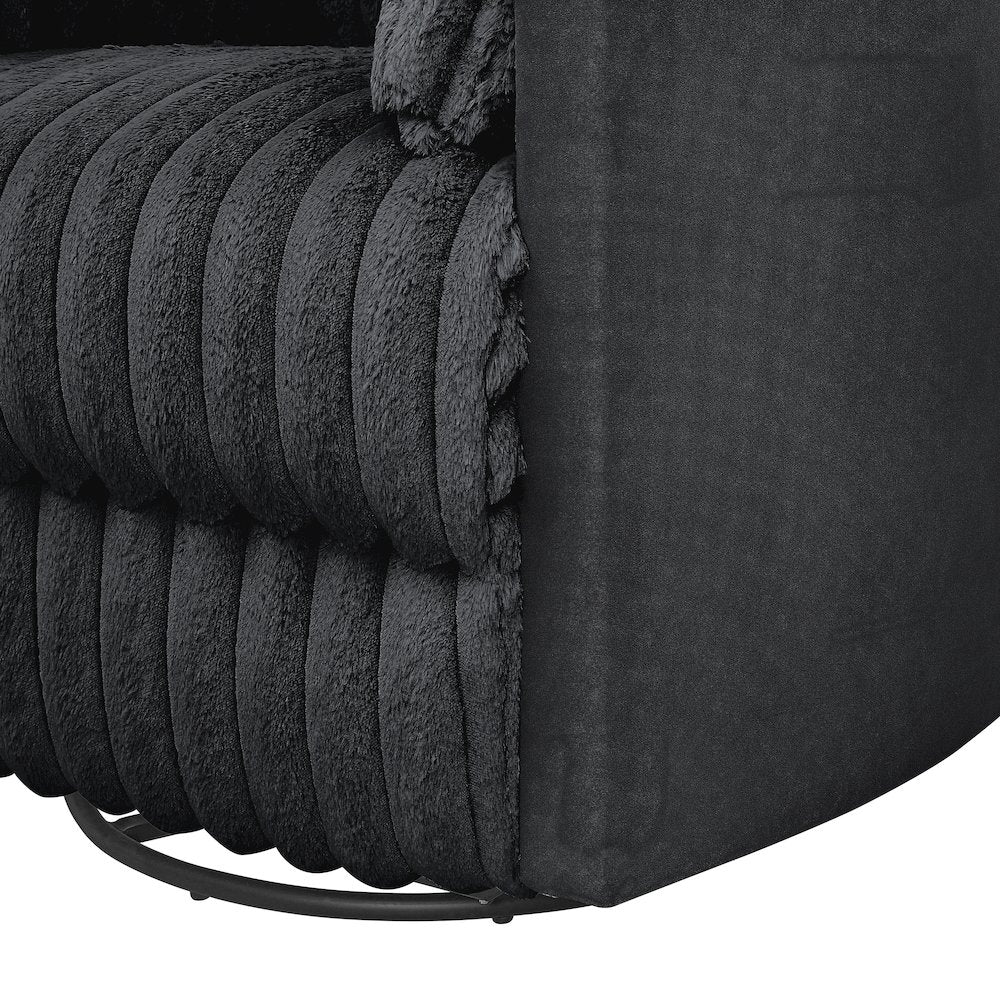 Bocaton Wide Wale Corduroy Upholstery Manual Recliner, Black
