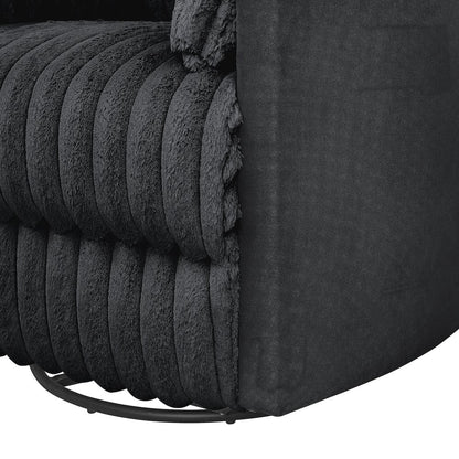Bocaton Wide Wale Corduroy Upholstery Manual Recliner, Black