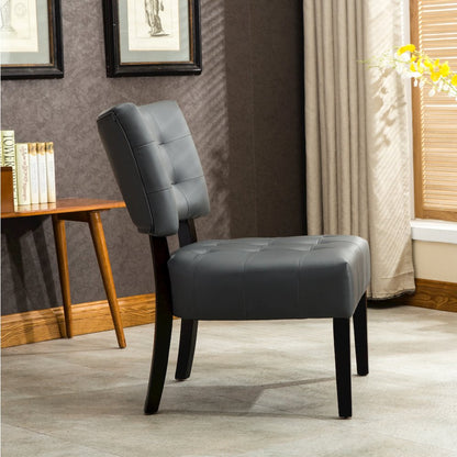 Movile Blended Gray Leather Tufted Accent Chair with Oversized Seating