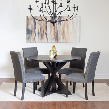 Mytzi 5-Pc Dining Set, Cross-Buck Dining Table with 4 Stylish Chairs, Gray