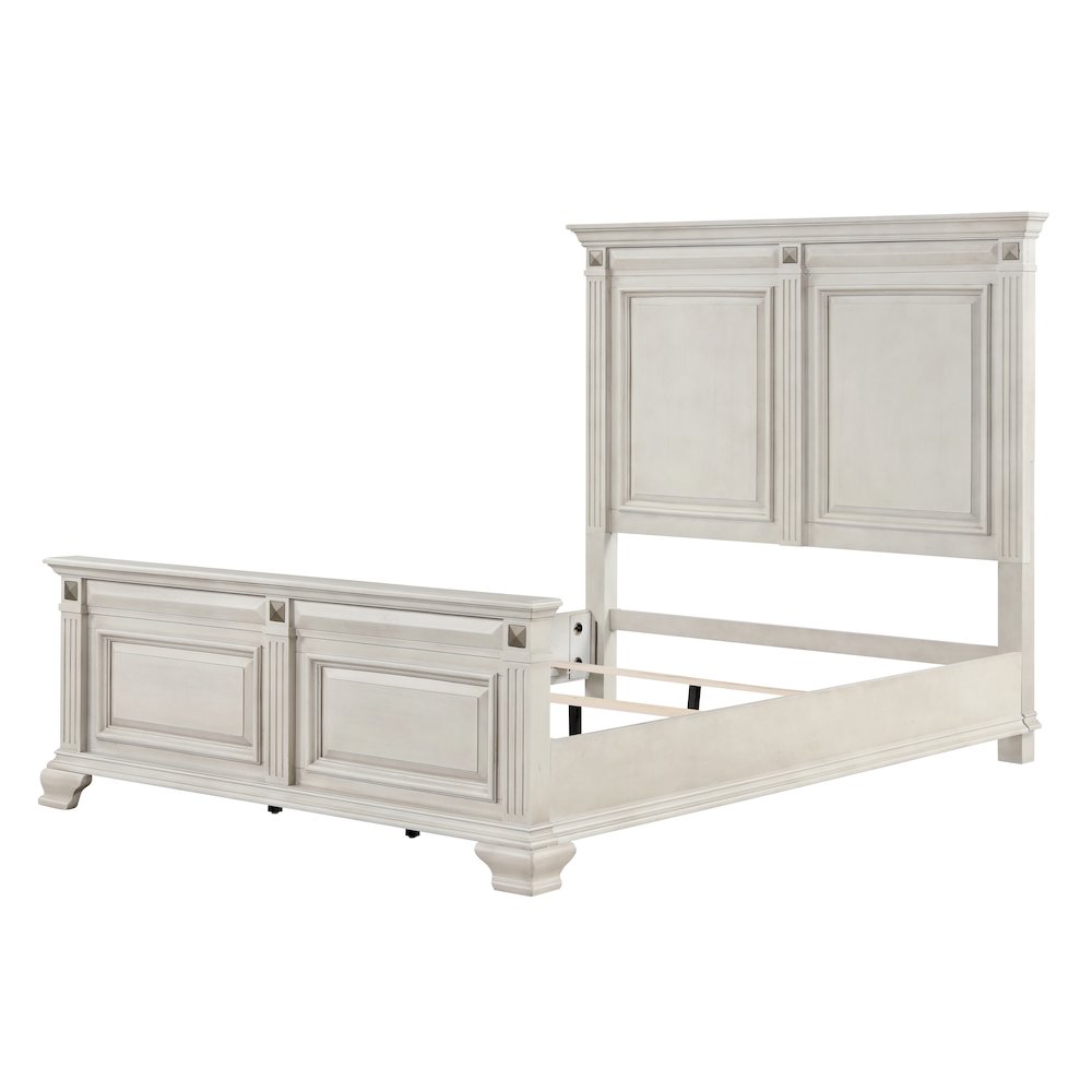 Renova Distressed Parchment Wood Panel Bed, Queen