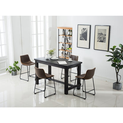 Lotusville Antique Wood Counter Height Dining Set: Table and Four Chairs, Brown