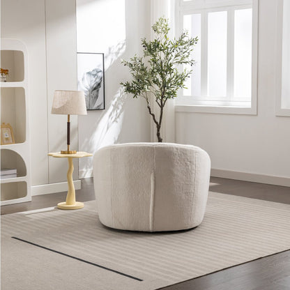 Luzern Modern Boucle Upholstered Accent Chair, 360 Degree Swivel, White