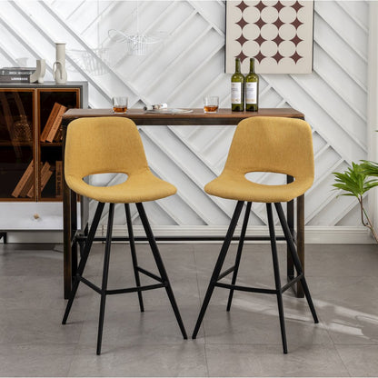 Porth Fabric Kitchen 28.25" Barstools, Set of 2, Yellow