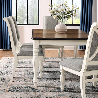 Belleza French Country 5-PC Dining Set in Antique White and Weathered Oak Finish