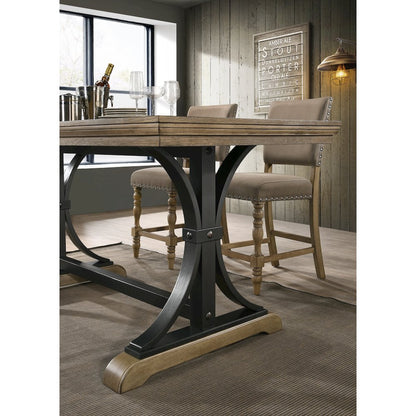 Birmingham 5-Pc Driftwood Table with Nail Head Chairs Counter Height Dining Set