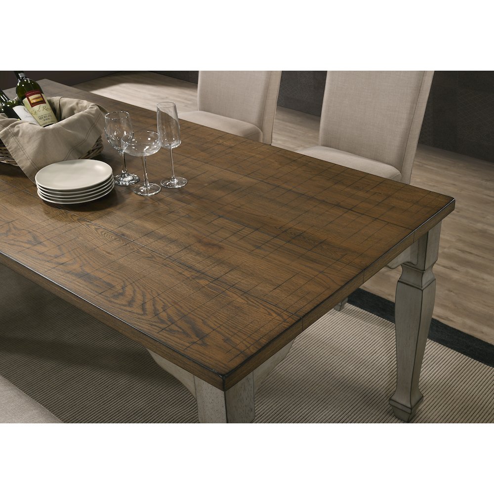 Breda Antique Gray and Dark Oak Finished Wood Dining Table