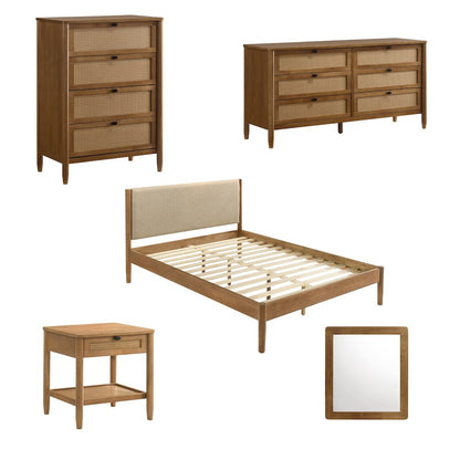 Vichy 5-Pc Bedroom Set with Queen Bed, Dresser, Mirror, Nightstand, Chest