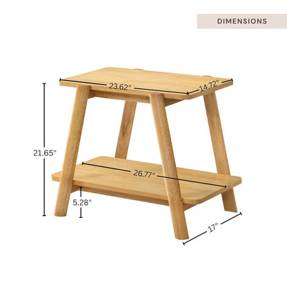 Metz Mid-Century Modern Wood Shelf End Table, Natural Oak Finish