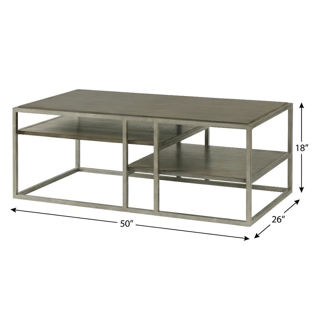 Metal Frame Coffee Table with Wood Shelf for Living Room Storage