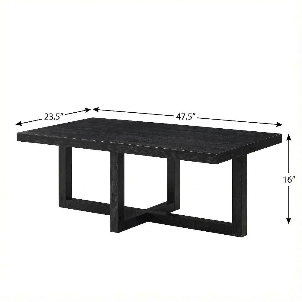 Black Contemporary Coffee Table with Sturdy Build and Sleek Modern Design